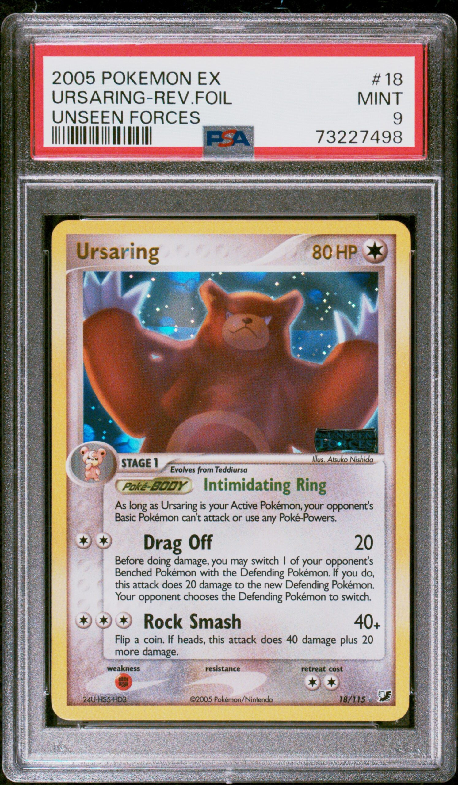 2005 · POKEMON EX UNSEEN FORCES · URSARING-REV.FOIL.STAMPED · #18 · PSA MINT 9