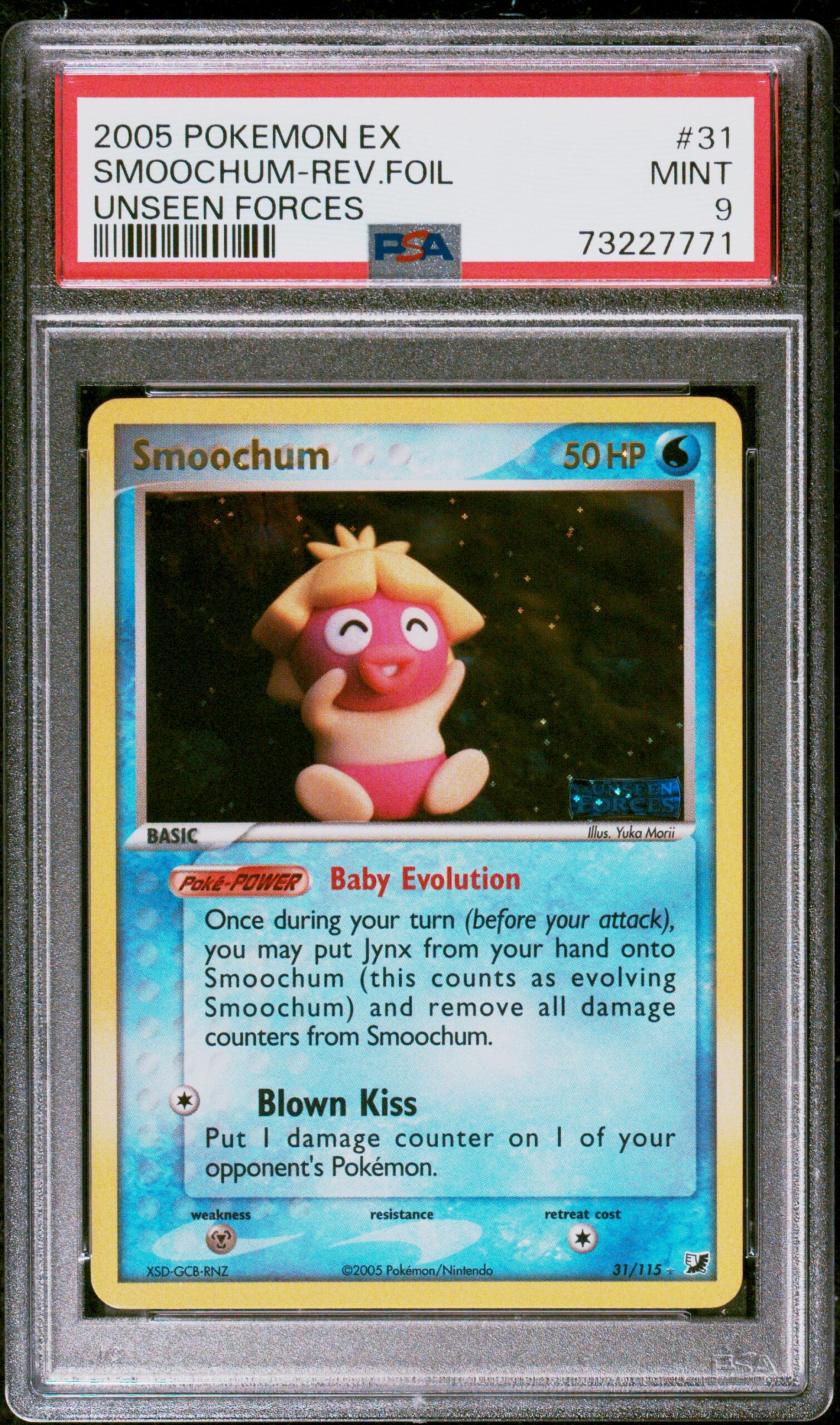 2005 · POKEMON EX UNSEEN FORCES · SMOOCHUM-REV.FOIL.STAMP · #31 · PSA MINT 9